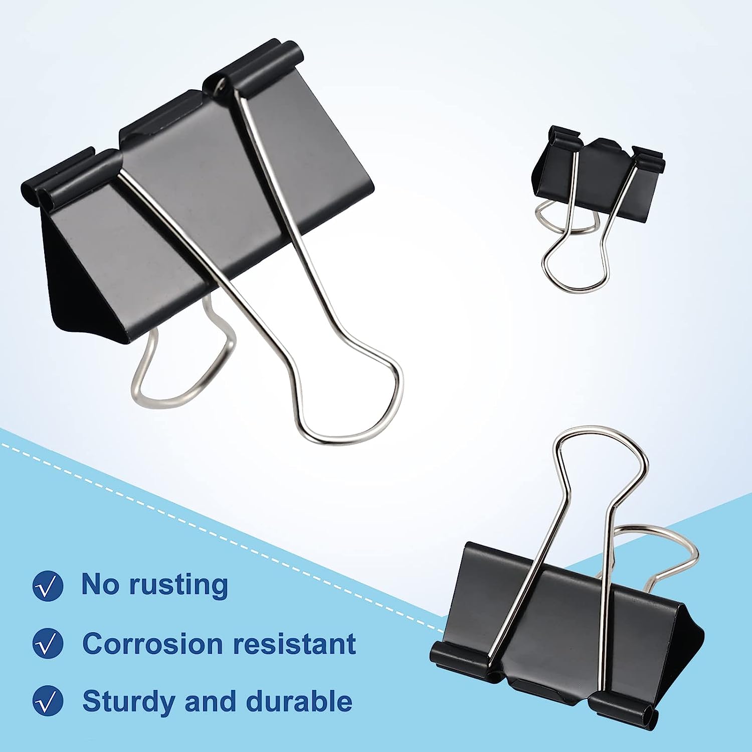 208 PCS Binder Clips Paper Clamps Assorted Sizes, Metal Paper Binder Clip, Black Binding Paperwork Clamp Bulk, School Teachers Office Supplies - Image 2